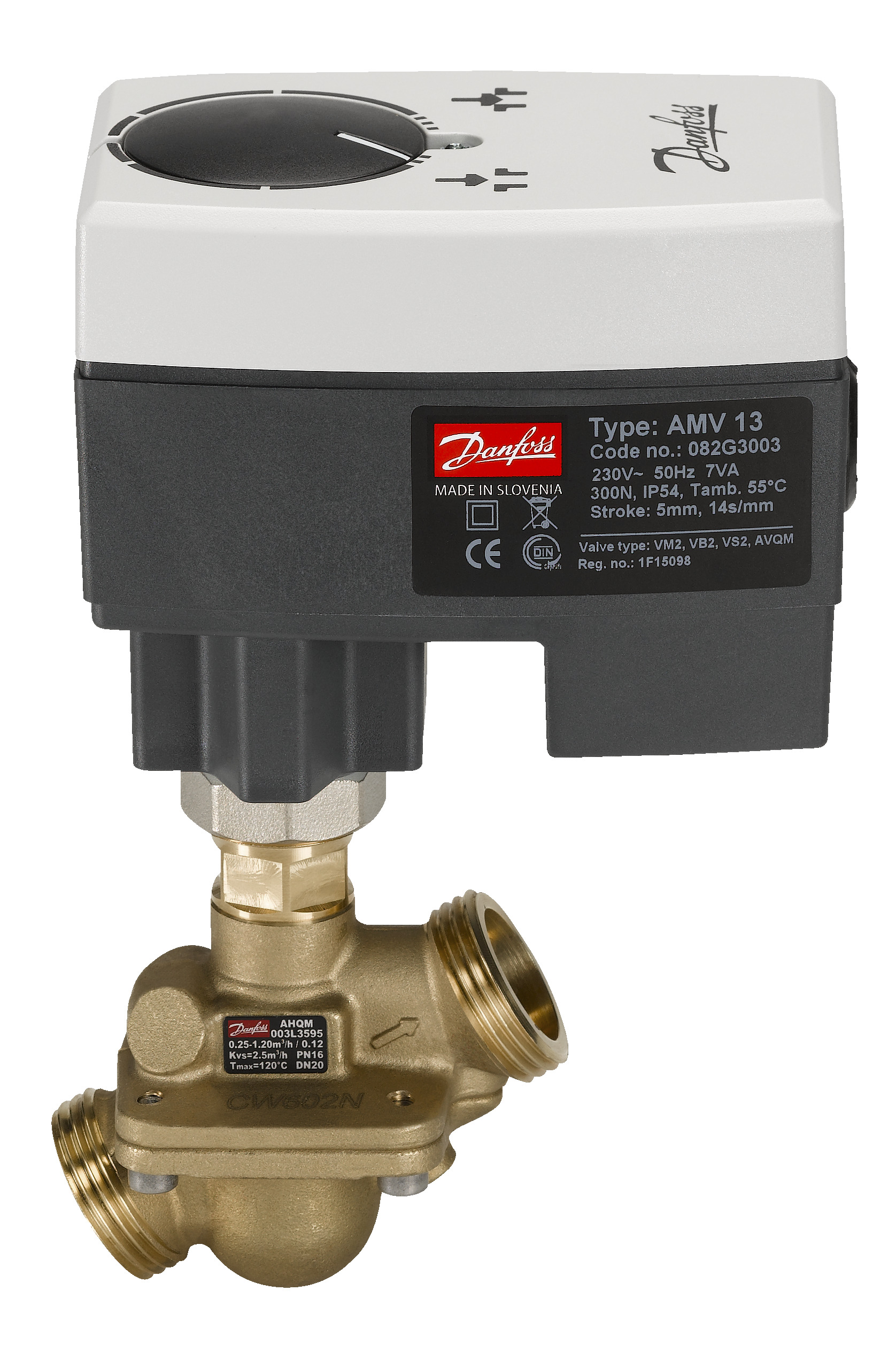Danfoss Редукторные электроприводы с трехпозиционным управлением AMV 435 Эл.привод имп., 230В пер. тока 082H0163  - Вид №11