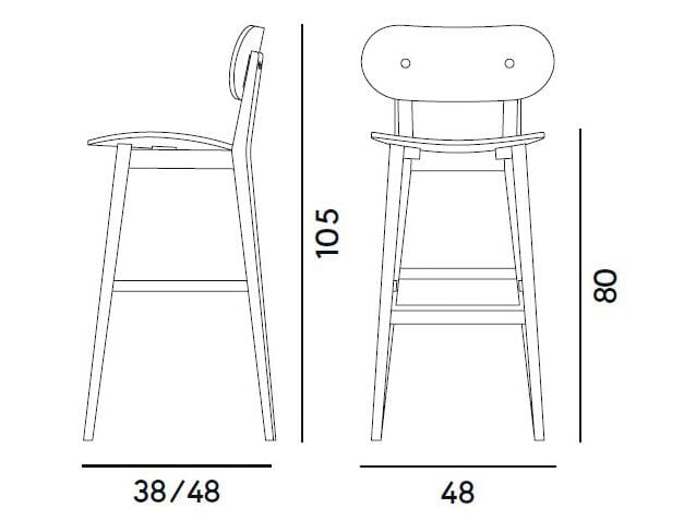 Высокий стул из бука со спинкой Billiani Gradisca ARCH-00020817