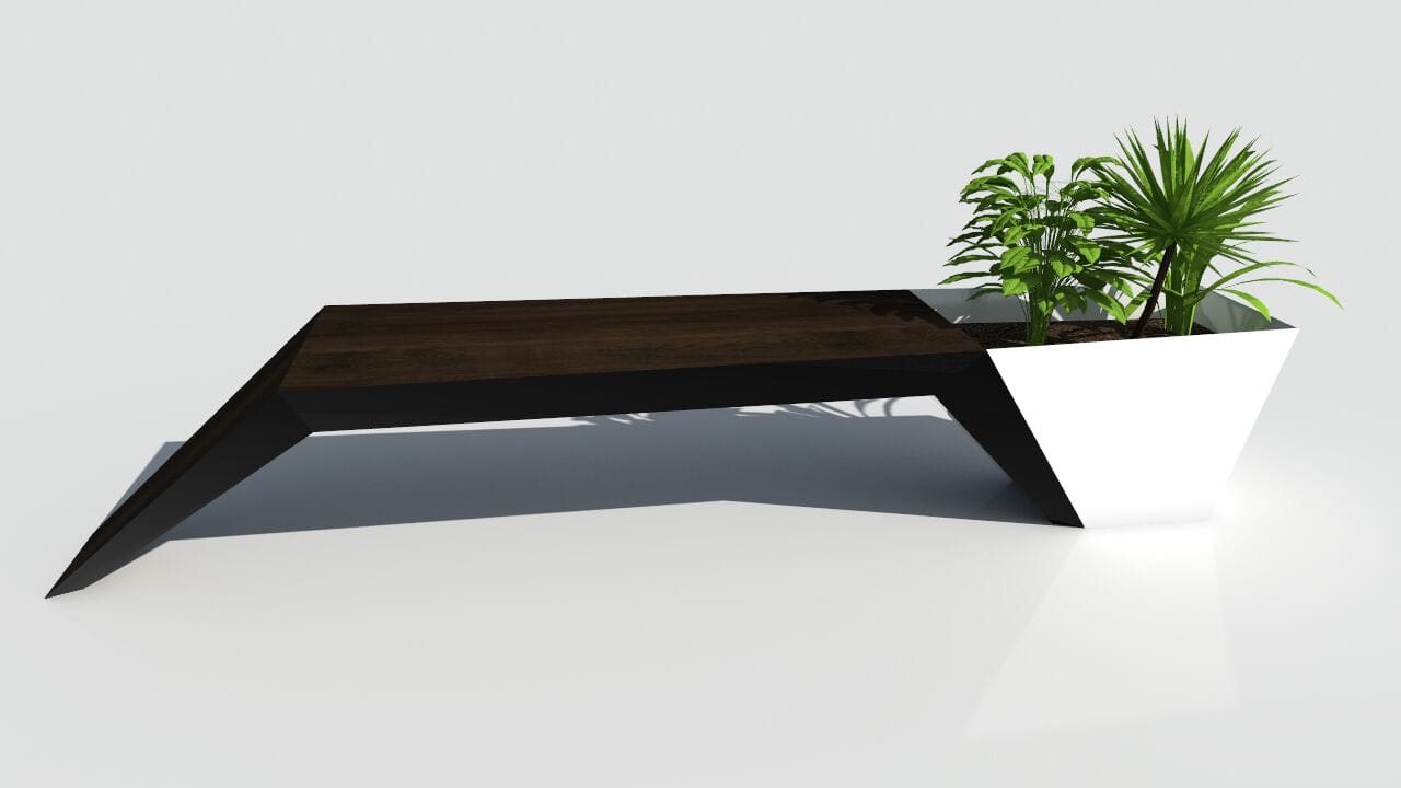 Скамейка из дерева и листового металла со встроенной плантатором без спинки CITYSì URBAN ARCH-00044158 - Вид №31