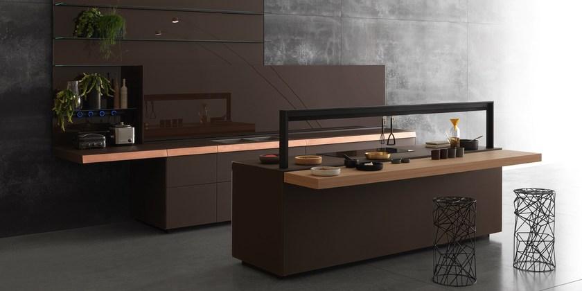 VALCUCINE Кухня из непрозрачного стекла Mocaccino с медным ящиком Genius loci sun-id-1380834 - Вид №2