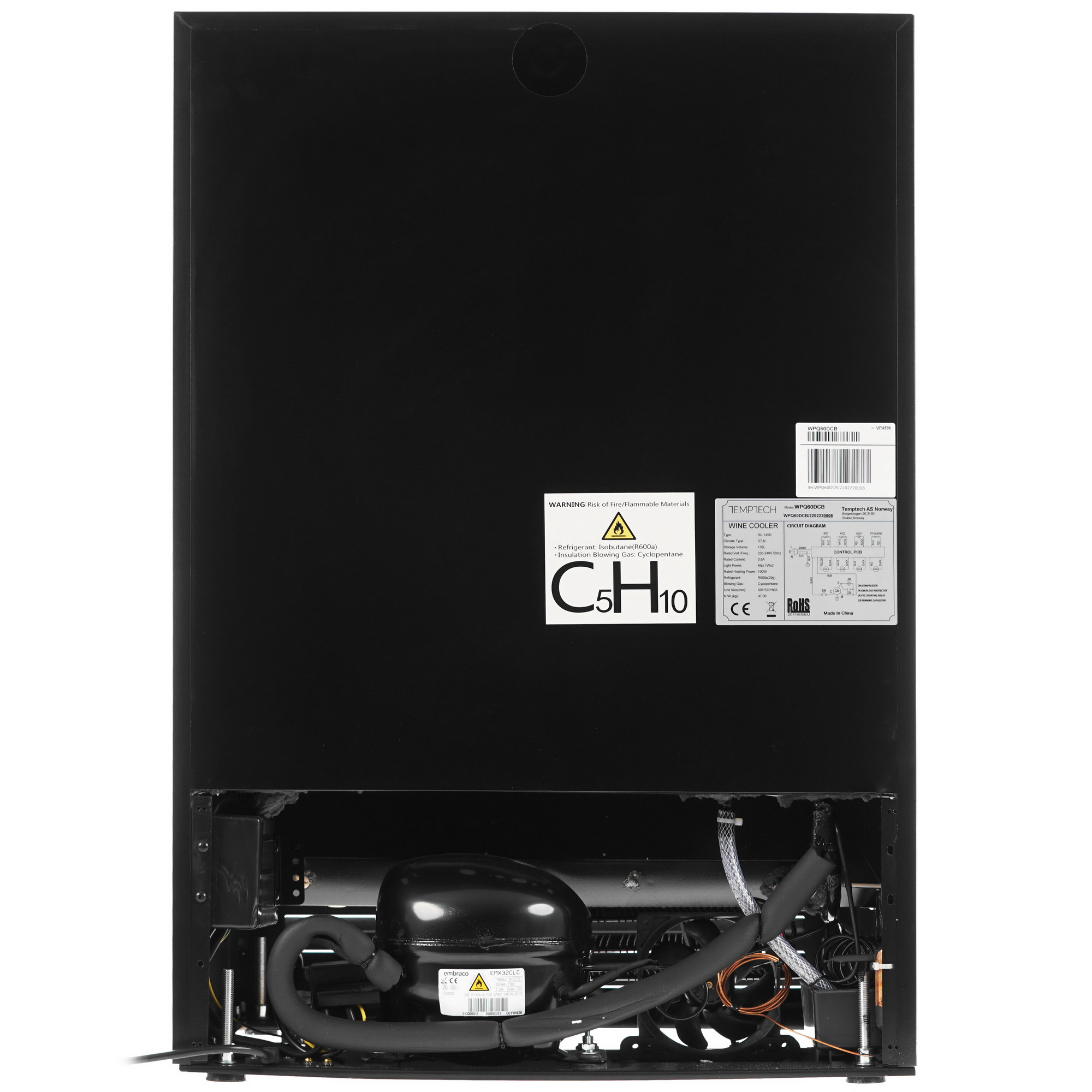 9006988 Винный шкаф Temptech WPQ60DCB серебристый, черный STDN-0023114 - Вид №6