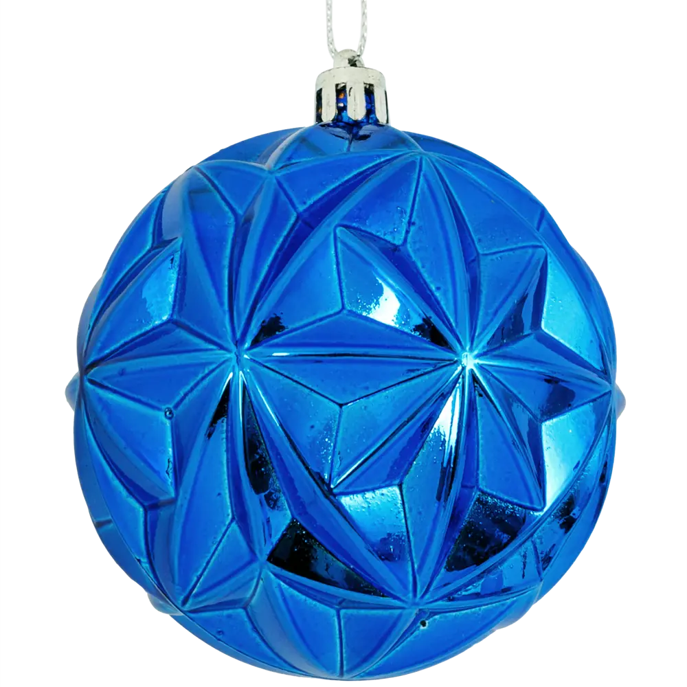 85156503 Елочный шар граненый ø8 см пластик синий STLM-0961126 Santreyd 
