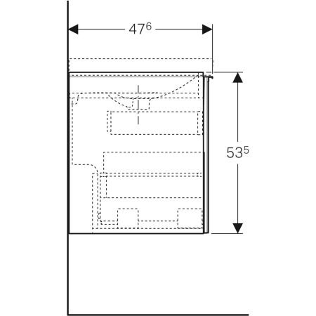 500.613.01.2 Шкафчик для двойной раковины Geberit Acanto, с двумя выдвижными ящиками и сифоном Geberit  - Вид №4