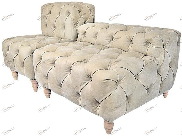 Mineheart Модульная скамья из тафтинговой кожи Miss chester Fur/005-lea-s//vel-s