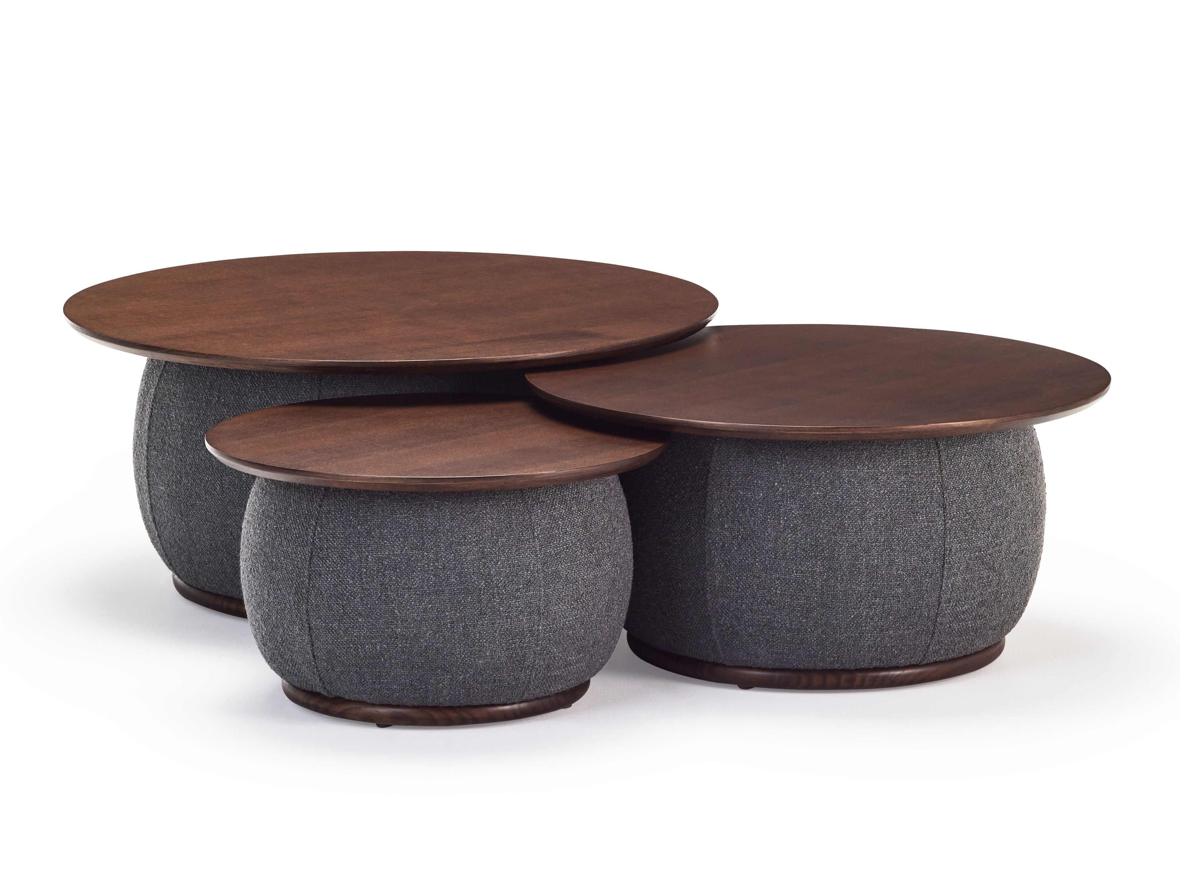 Низкий круглый журнальный столик из ткани с ясенем Papell Design Chestar ARCH-00051545