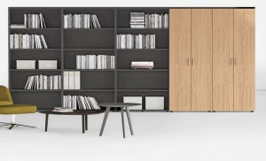 Sinetica Высокий стеллаж для офиса из лакированного дерева Operative cabinets