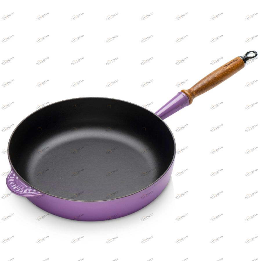 Сковорода чугунная глубокая с деревянной ручкой Le Creuset, Ø28 см, фиолетовая 20059287220460