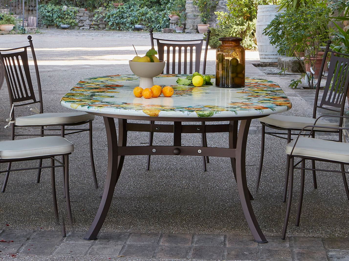 Садовый стол из фаянса и нержавеющей стали DOMIZIANI классический ARCH-00114435