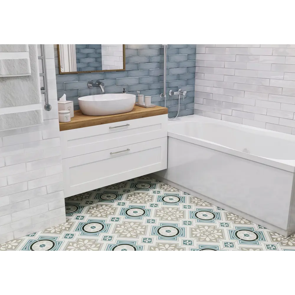 Плитка напольная Borneo Grey 45x45 см 1 м² цвет бежево-голубой 82595130 STLM-2068798 Santreyd Timeless - Вид №5