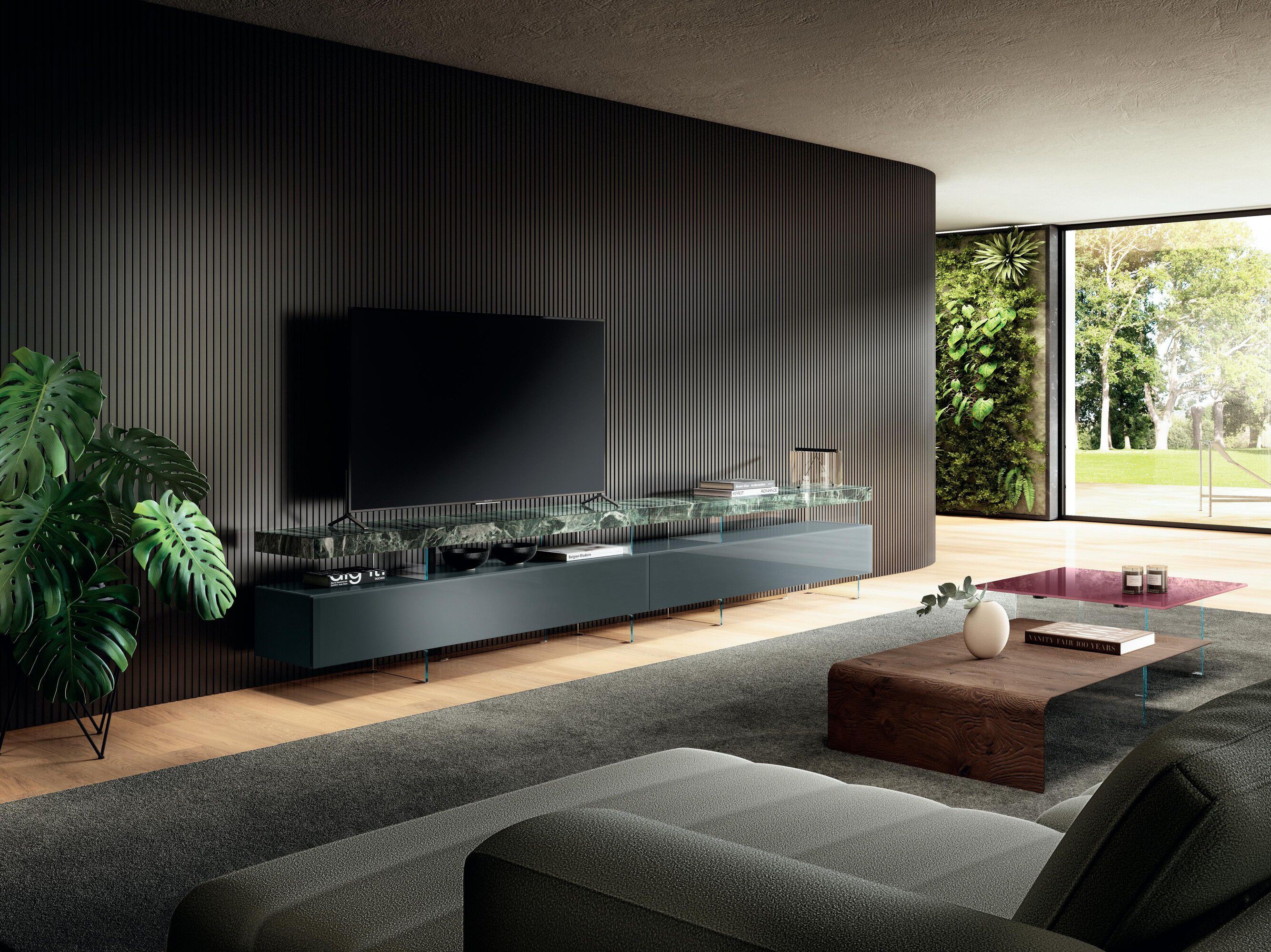 Стеклянный шкаф для телевизора с ящиками Lago Air ARCH-00031756