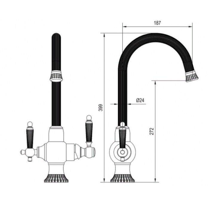 Zorg ZR-352-YF Satin Смеситель для кухни Zorg 399х187  - Вид №2