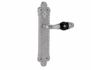 0A2841.N00.50 Дверные ручки на накладках с черным кристаллом сваровски Яркий хром