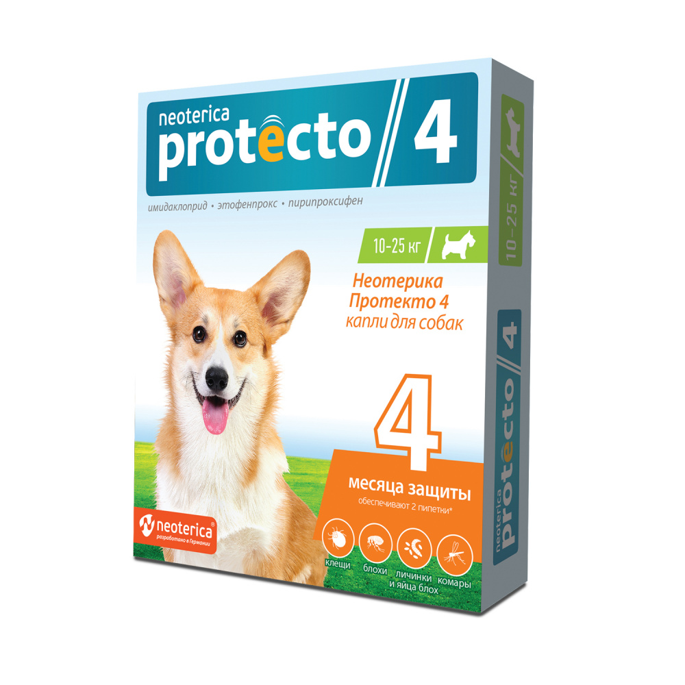 ПР0057359 Капли для собак от блох и клещей 10-25кг 2 пипетки Protecto 