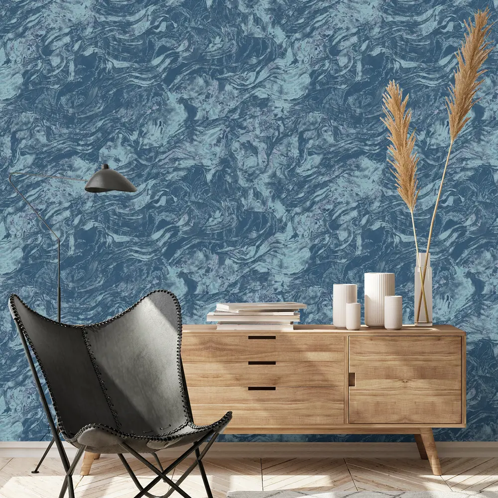ELYSIUM Тиамат - флизелиновые обои синего цвета с абстрактным рисунком 89402913 STLM-1575456 - Вид №2