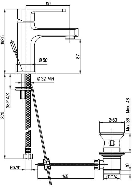 Paini Ovo 86CR211KM смеситель для раковины с донным клапаном - Вид №4