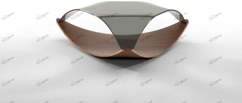 Tonin Casa Низкий треугольный журнальный столик из дерева и стекла sun-id-1423748