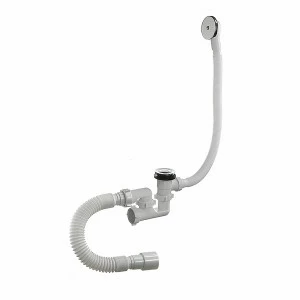 Сифон для ванны 1 1/2 40 регулир., клик-клак, с переливом и гиб.тр.40/50  А-25089 (О)  А-25089