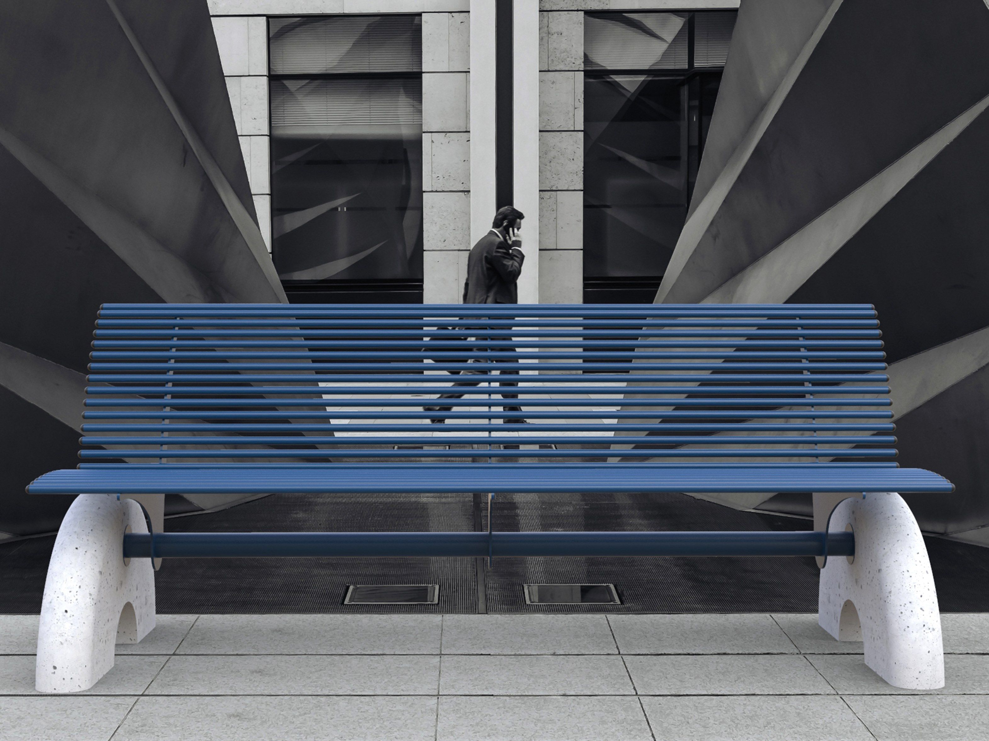 Стальная скамья со спинкой Lazzari Arco ARCH-00051137 - Вид №1