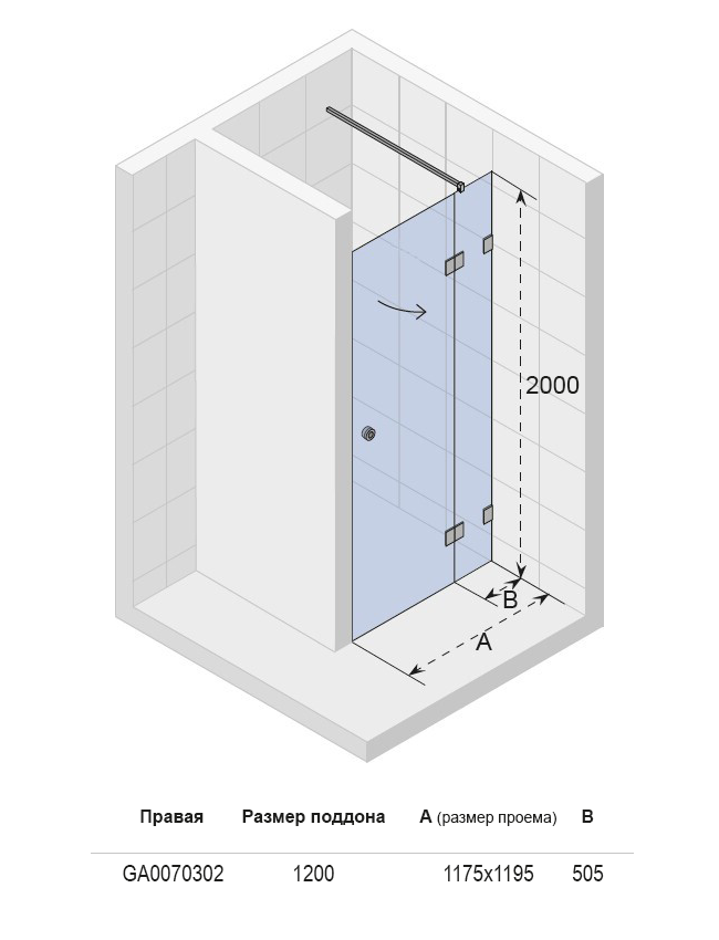 GA0070301 Душевая дверь Riho Artic Santreyd - Вид №3