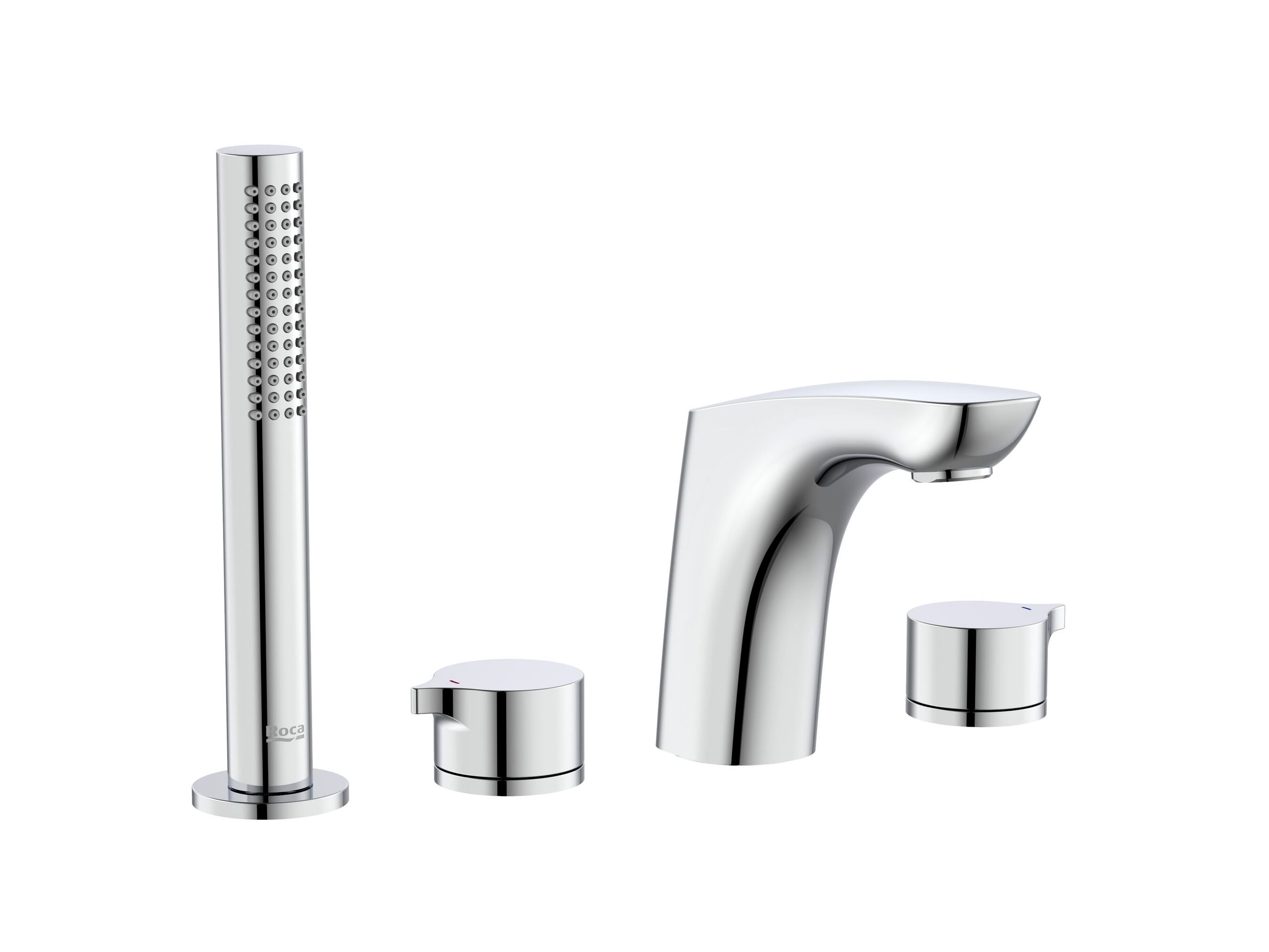 Набор для ванны с одной ручкой и 4 отверстиями из хромированной латуни с ручным душем Roca Insignia ARCH-00004109