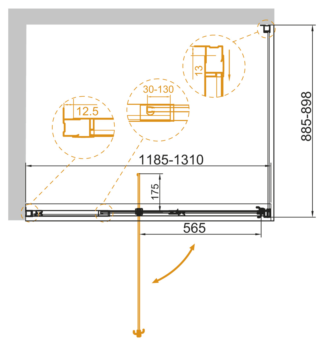 Душевой уголок CEZARES VARIANTE-AH-1-120/130-90-C-Cr  - Вид №1