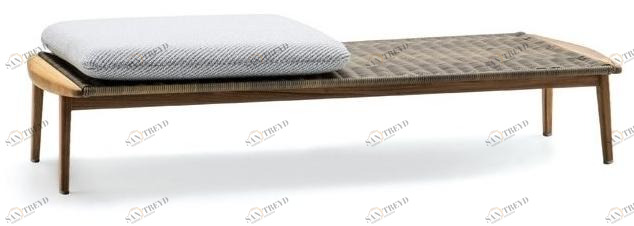 Minotti Садовая скамейка из тика и синтетического волокна Fynn outdoor sun-id-1350386