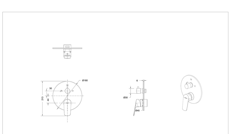 Встраиваемый смеситель (3-функц) Rhein PB8429564CP-3-ENG bravat  - Вид №1