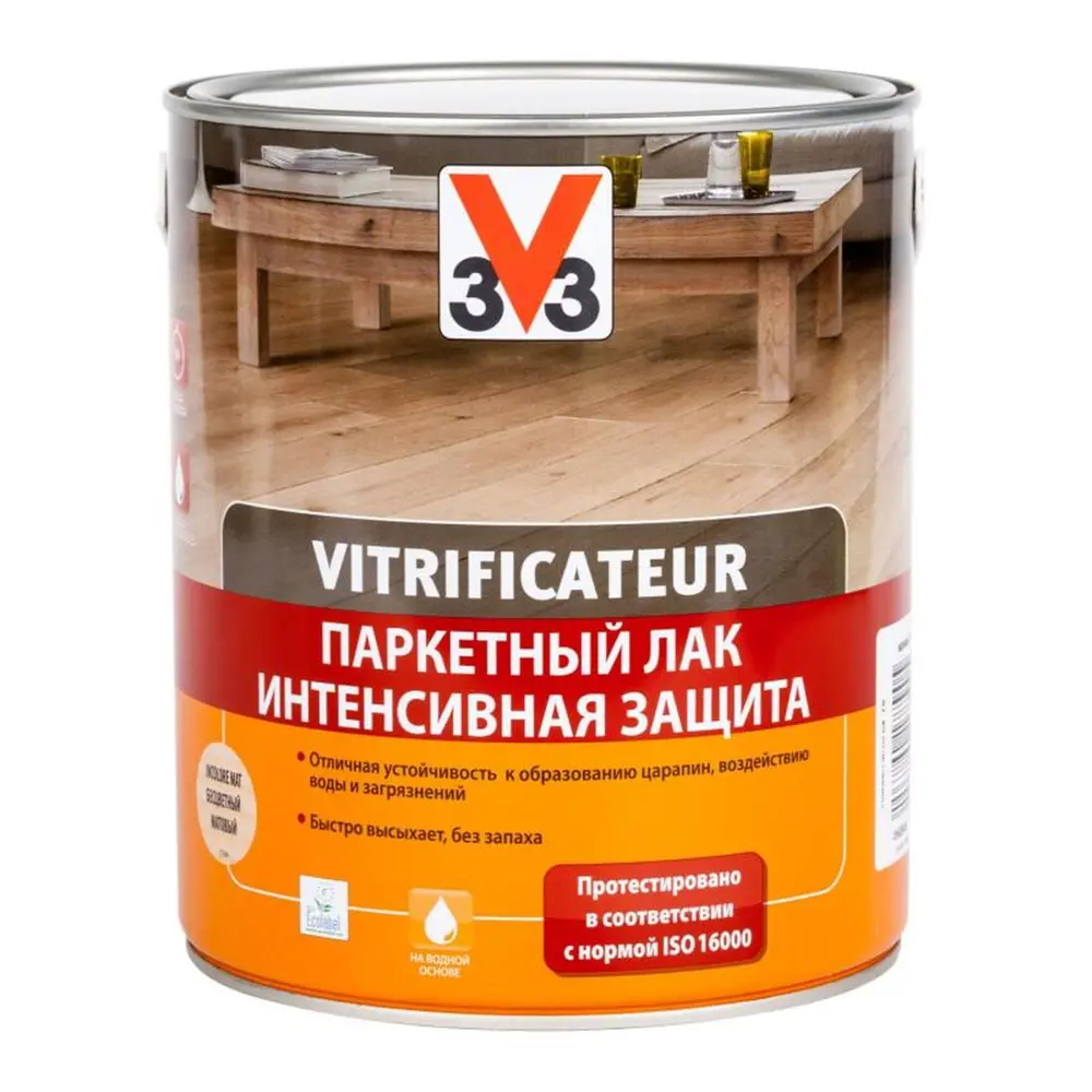 Лак паркетный V33 водный прозрачный 2.5 л STLM-2100287