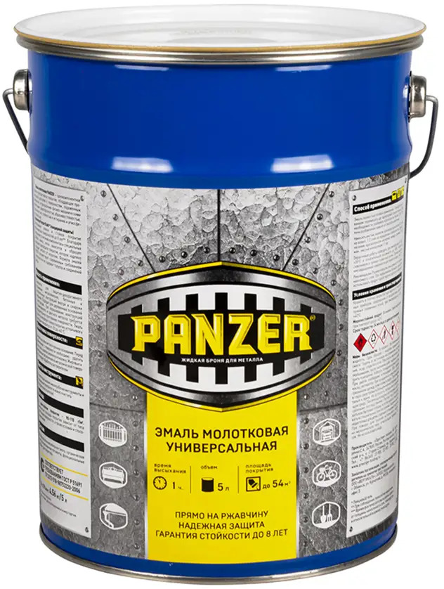 90221551 Эмаль универсальная Panzer молотковая коричневая 5 л STLM-0137464