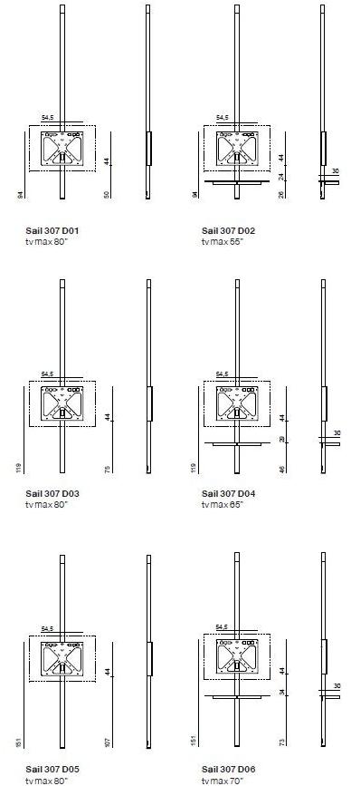 Desalto Крепление на потолок для монитора / телевизора из металла Sail 307 - Вид №3