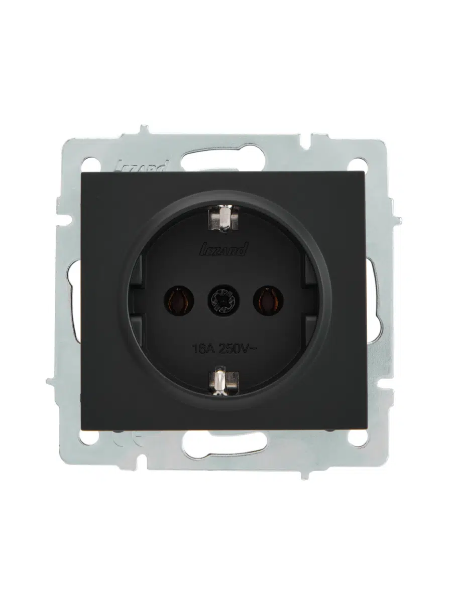 RAIN Розетка сз (керамика) без рамки черный LEZARD 703-4288-122 - Вид №1