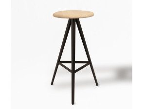 Деревянный барный стул с подставкой для ног