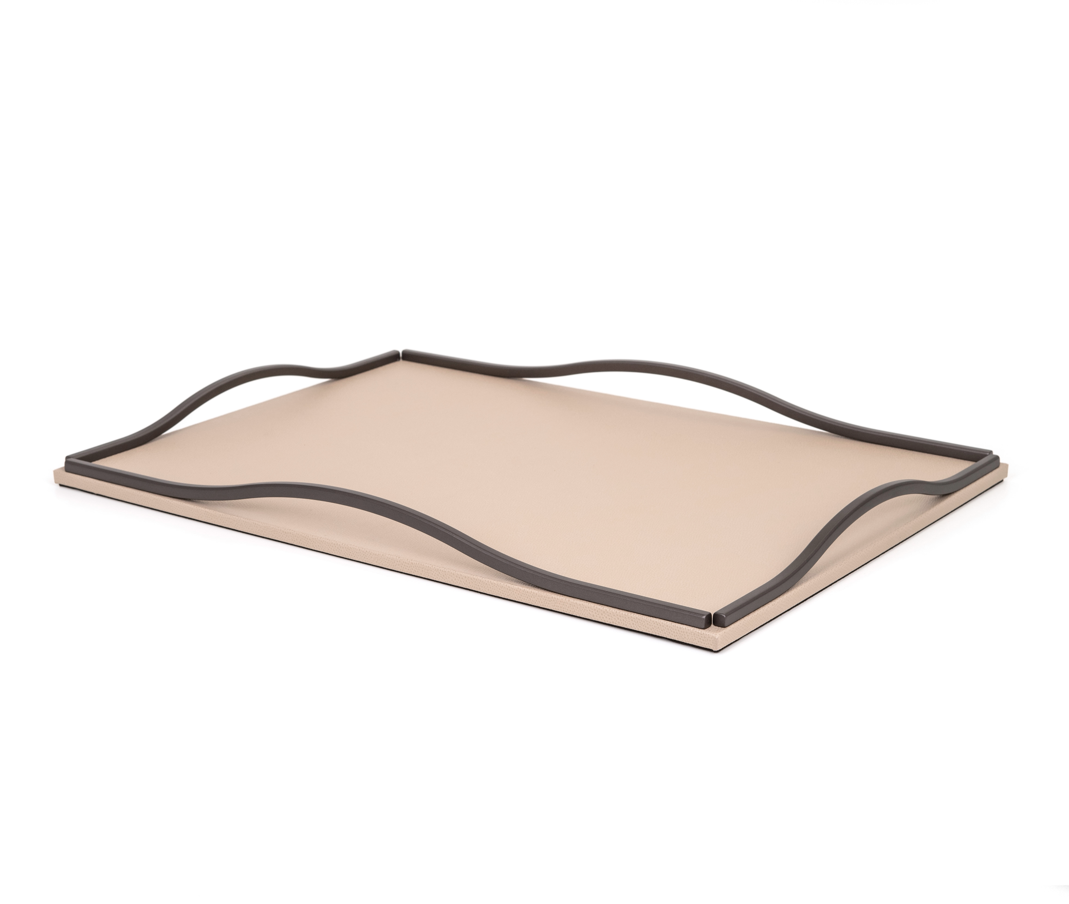 Поднос Wave - 52X36 см/металл-хром/тканая кожа_темно-серый Pinetti 00.1332.061.055