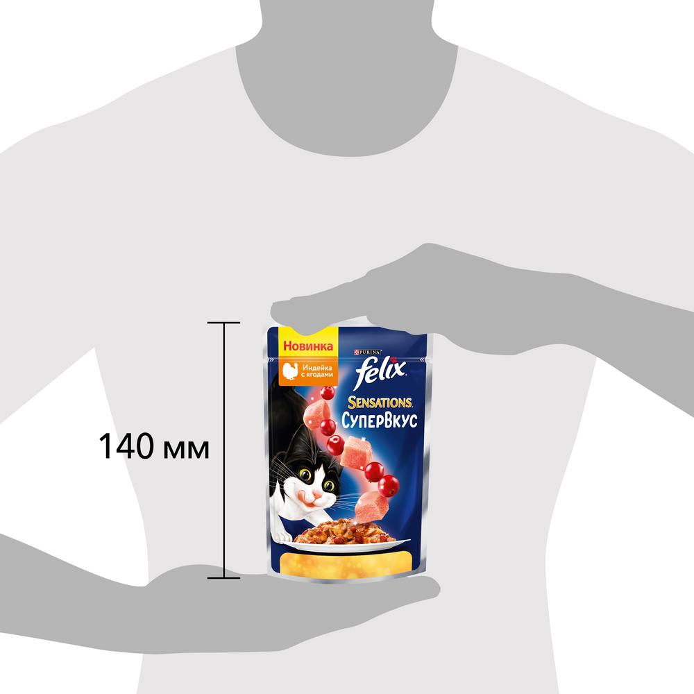ПР0054772 Корм для кошек Sensations Супервкус индейка и ягоды, в желе, пауч 75 г FELIX  - Вид №9