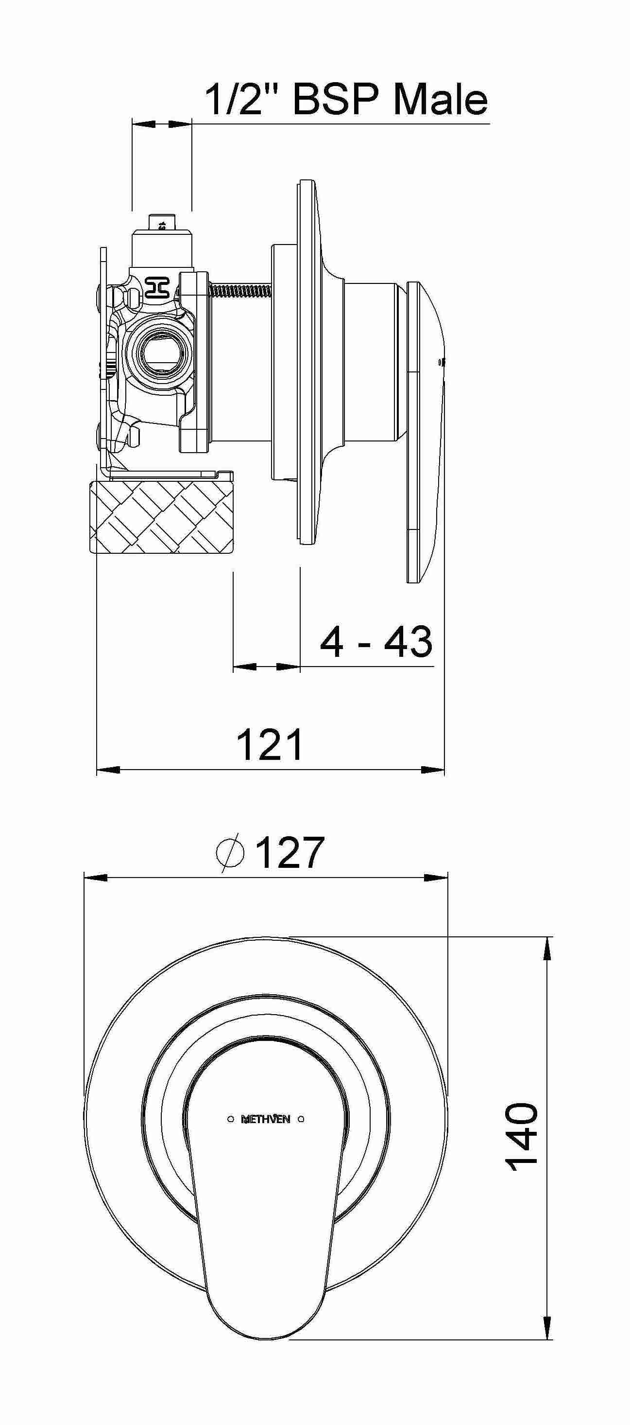 AOAPS2CP Смеситель для душа Aio с Fastflow II Methven  - Вид №1
