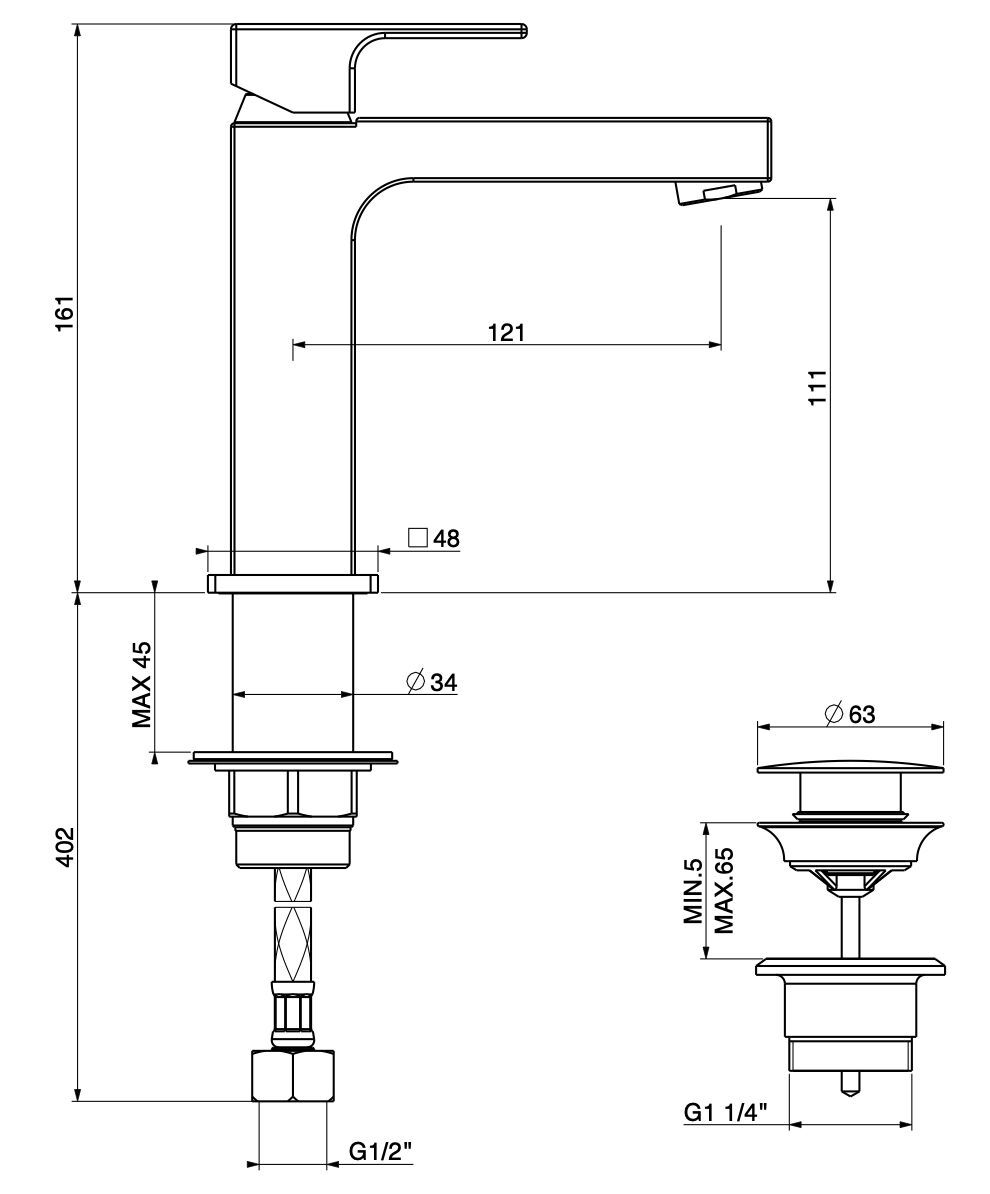 Однорычажный смеситель для раковины GATTONI Kubik ARCH-00119037 - Вид №2