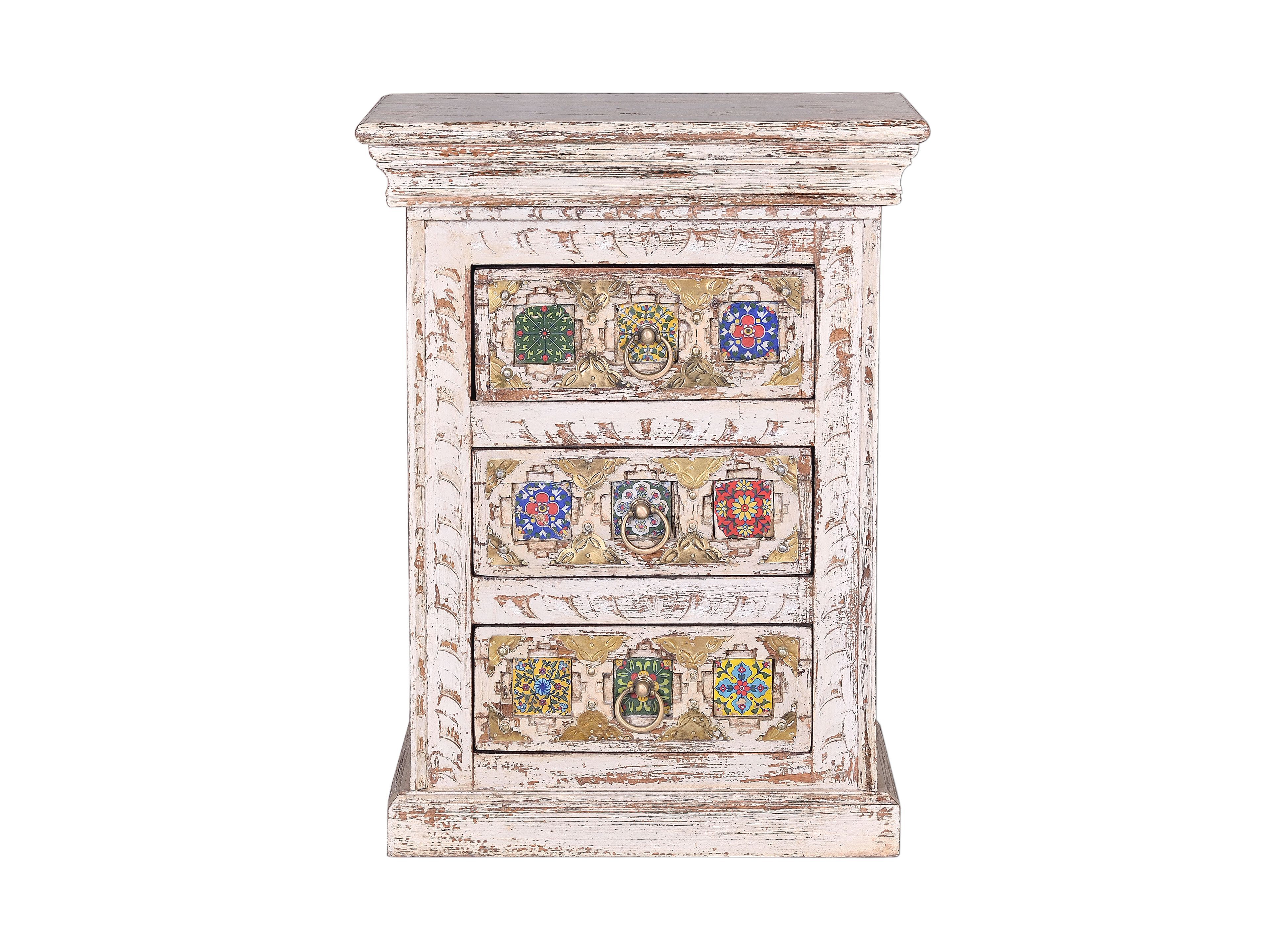 Прямоугольная тумбочка из манго с ящиками Giner y Colomer Bakhra ARCH-00110156