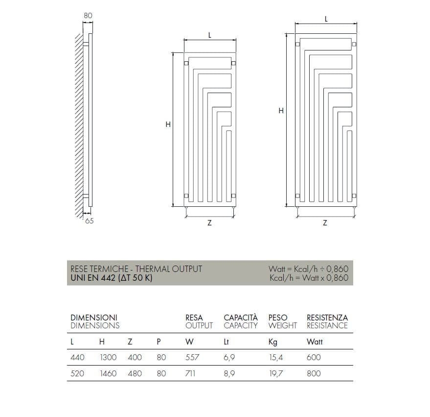 Настенный металлический полотенцесушитель SCIROCCO H ARCH-00047704 - Вид №4
