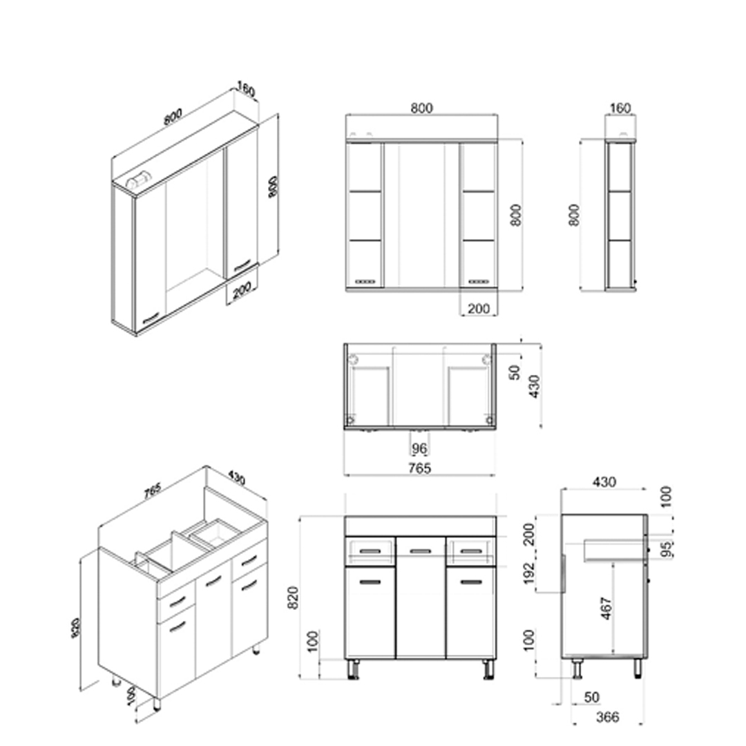 Мебельный комплект«Fest 80» SANITA LUXE TFST80 - Вид №1