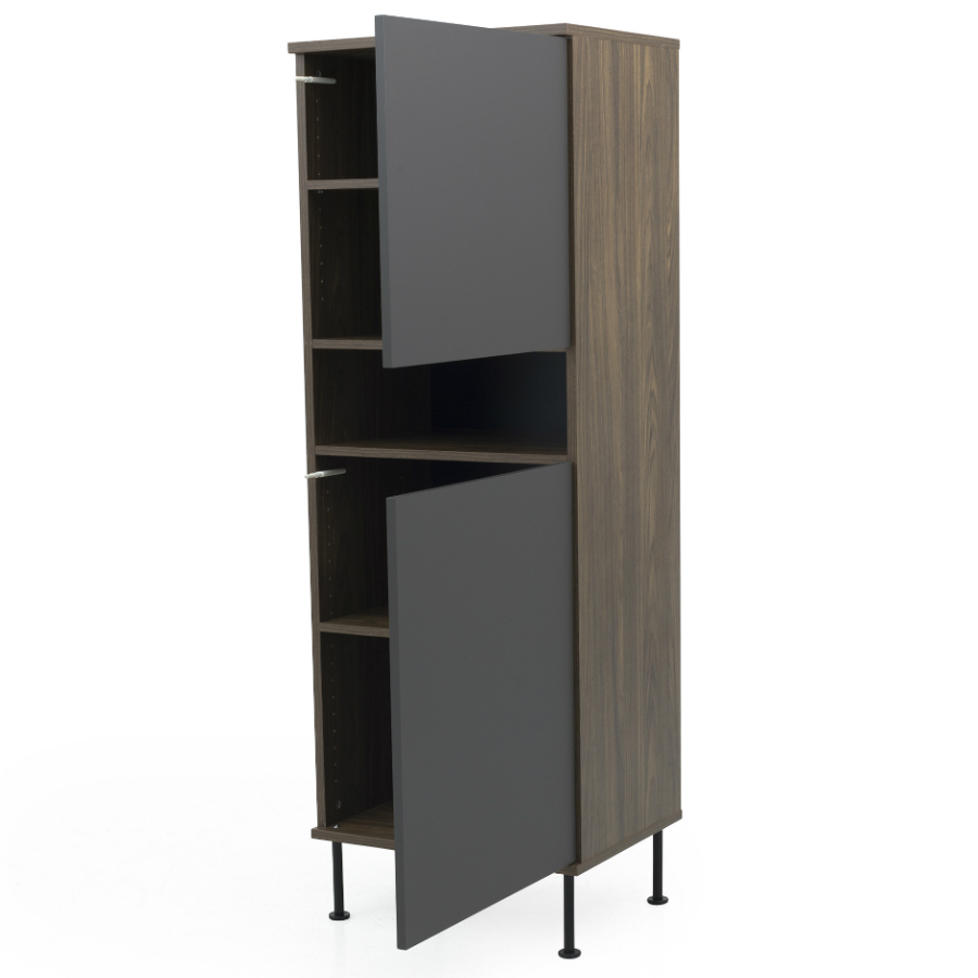 Шкаф Tenzo Daxx, 161х56х43 см, меламин/металл, серо-коричневый 7170334 - Вид №4