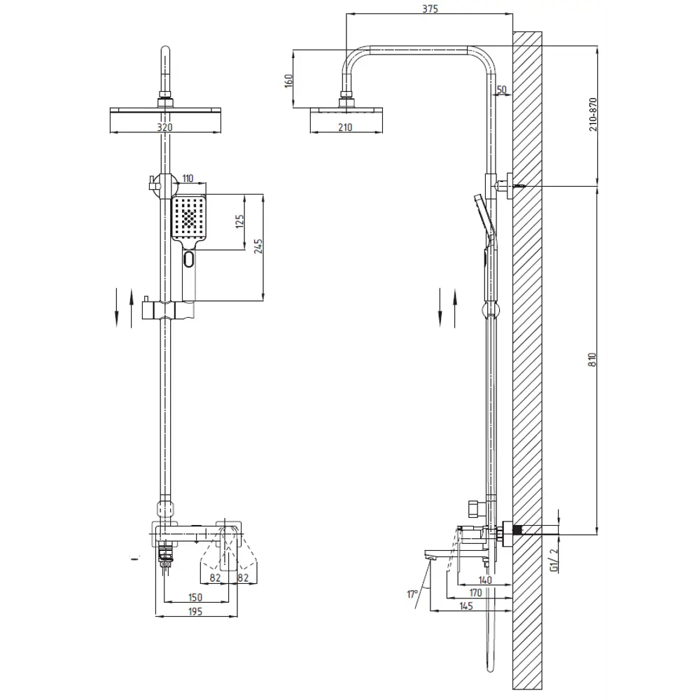 Душевая система Osgard Endi с верхней лейкой и гибким шлангом 89392846 STLM-1574446 - Вид №9