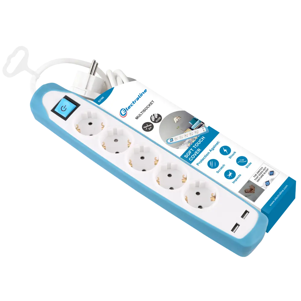 Удлинитель Electraline с 5 розетками и USB-портами 89380141 STLM-1480119