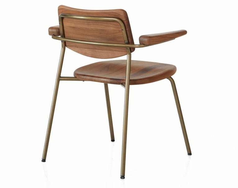 BassamFellows Штабелируемый стул из нержавеющей стали и дерева с подлокотниками Pipe Cb-580 - Вид №3