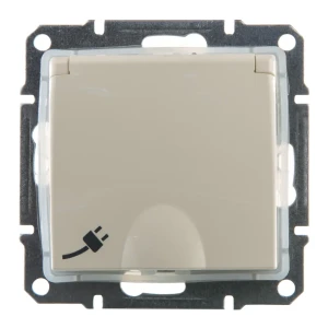 Розетка Schneider Electric Sedna с заземлением, крышка, цвет бежевый, IP44