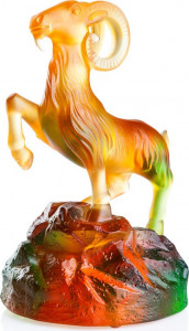 10565852 Cristal de Paris Фигурка Cristal de Paris  "Горный козел" 17см (янтарная) Хрусталь