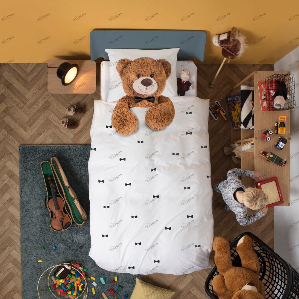 Детское постельное белье односпальное "Плюшевый мишка" 150х200 см SNURK  335473 Белый;коричневый 