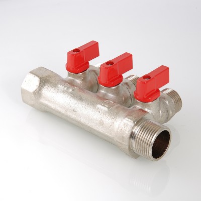 VTc.580.N.0603 Коллектор с отсекающими кранами Valtec 1", 3 х 1/2"  - Вид №5