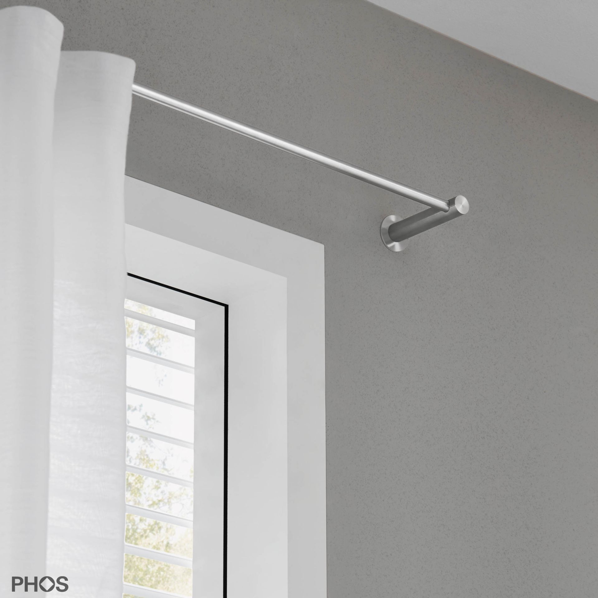 VS20-100E1400 Комплект карнизов: 140 см с 2 концевыми кронштейнами (среднее расстояние от стены) PHOS  - Вид №1