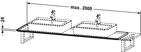 XL017C05353 Консоль для накладных раковин и встраиваемых умывальников, для угла справа X-Large #XL017C 480 мм Каштан темный, декор Duravit - Вид №1
