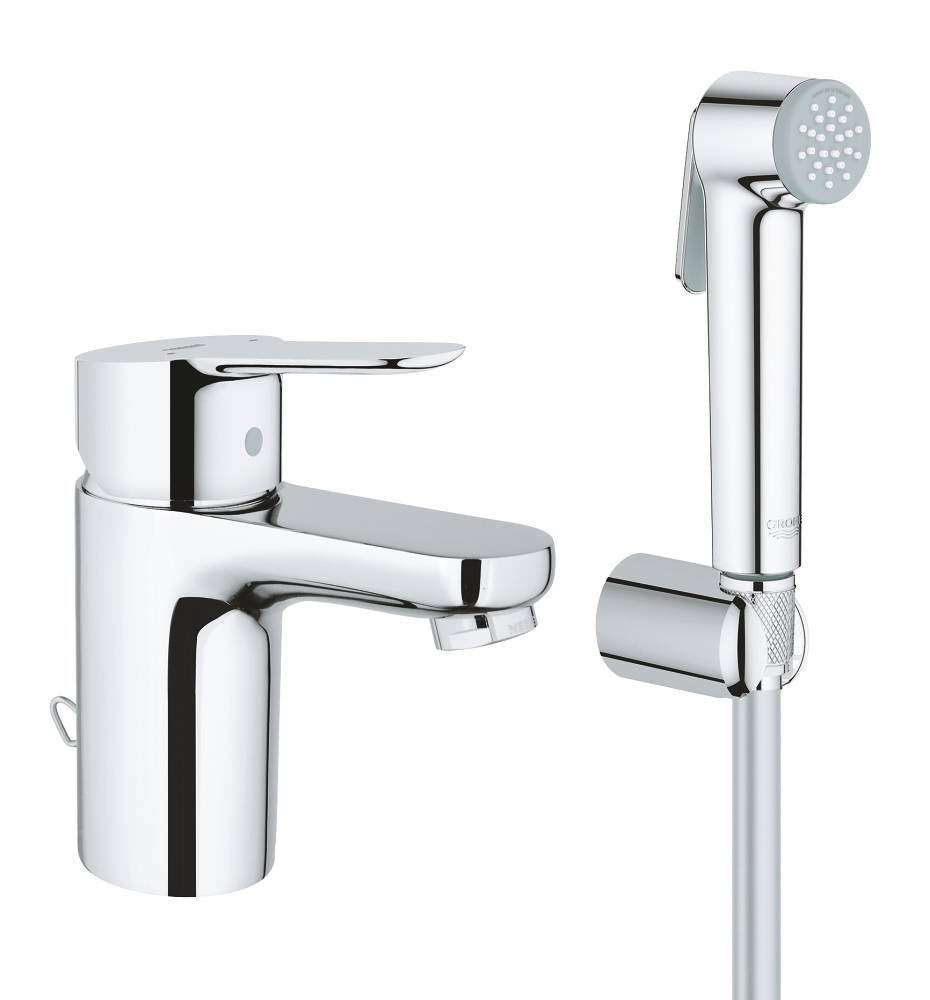 Смеситель для раковины GROHE BauEdge с гигиеническим душем, хром (23757000)
